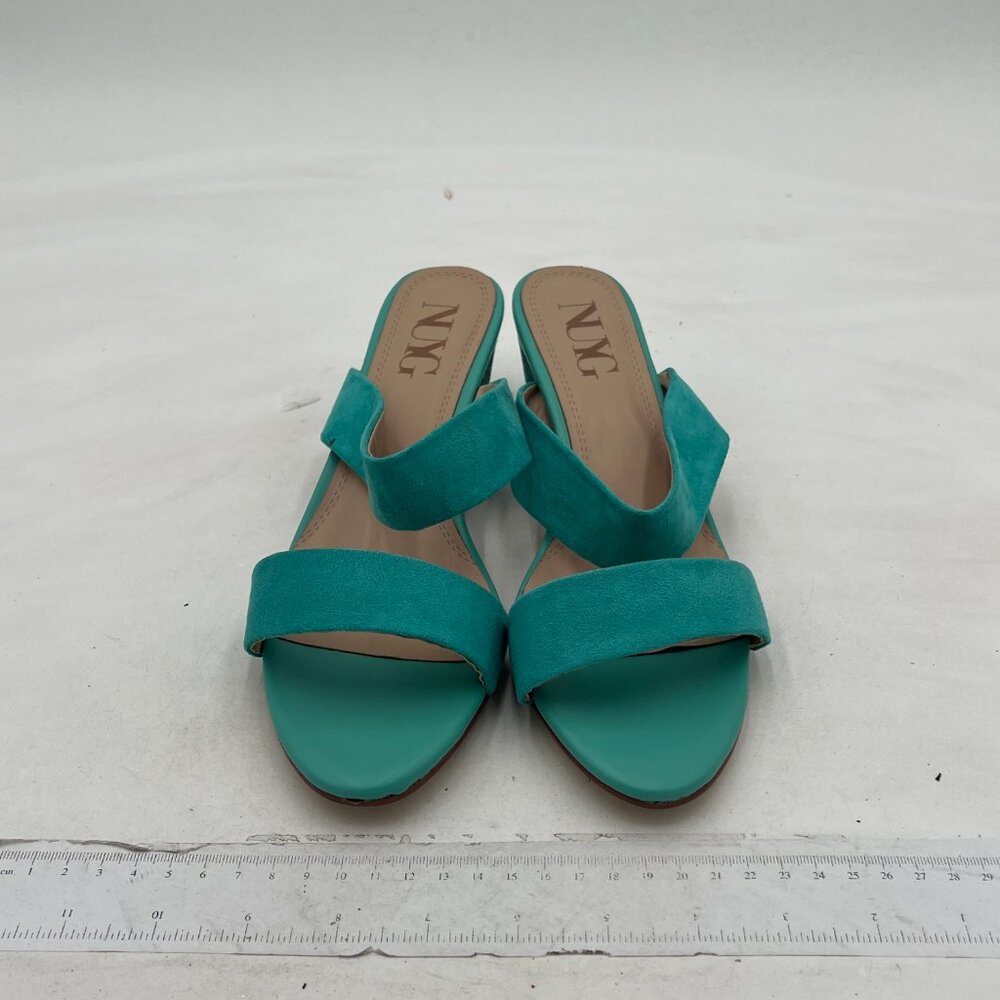 Light Blue Open Toe Low Chunky Heel Slides Mules … - image 3